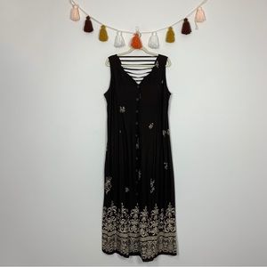 Vintage R&K Originals Strappy Back Brown Maxi Dress 16